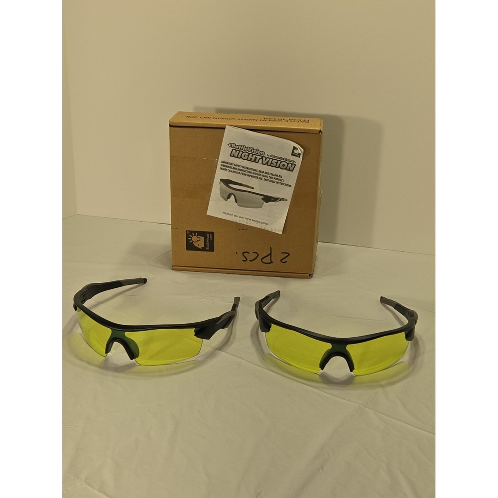 2 Pairs Bulbhead Night Vision Battle Vision Glasses for Driving As Seen On TV